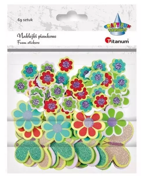 Naklejki piankowe kwiatki, motyle 69szt - Papiernicze i szkolne