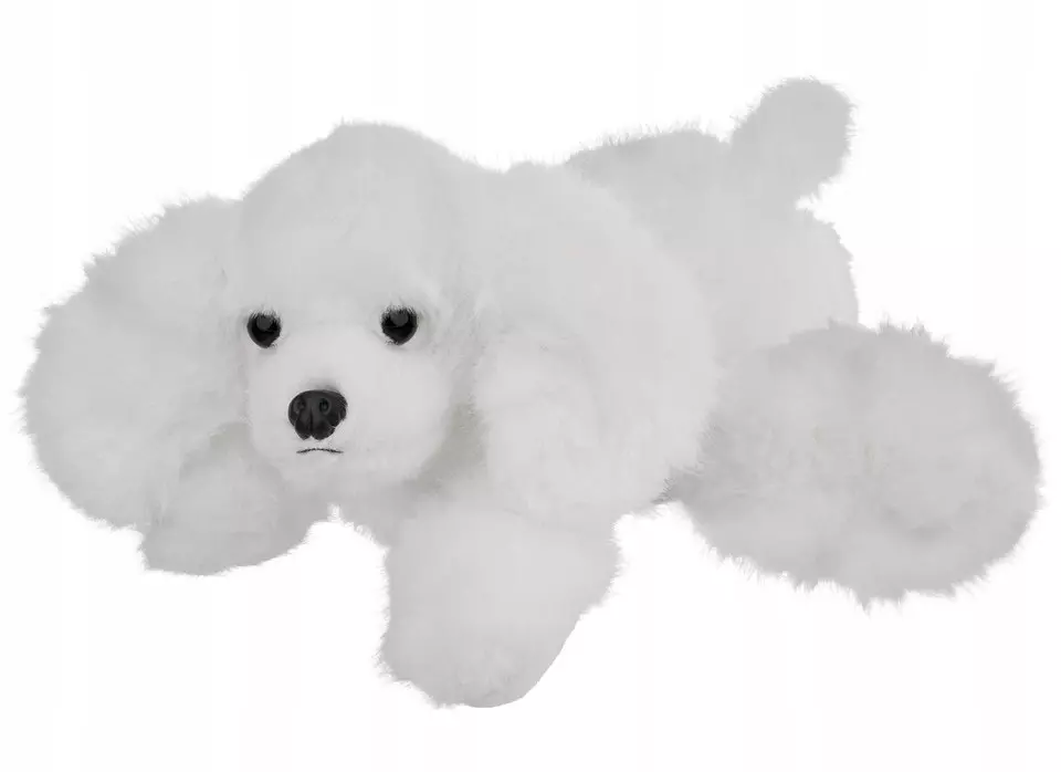 Maskotka Piesek Biały Leżący - 28cm - Zabawki
