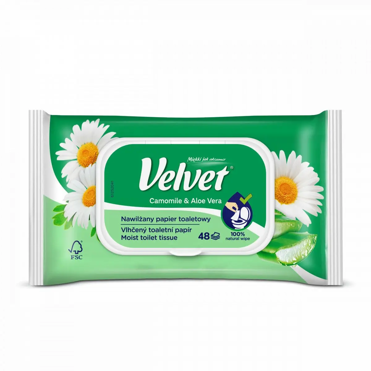 Papier toaletowy nawilżany Camomile&Aloe Vera kolor: biały 48 szt Velvet - Elektronika i akcesoria