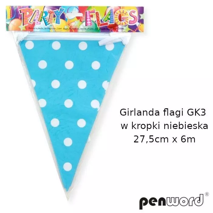 Girlanda flagi w kropki niebieska 27.5cmx6m - Książki