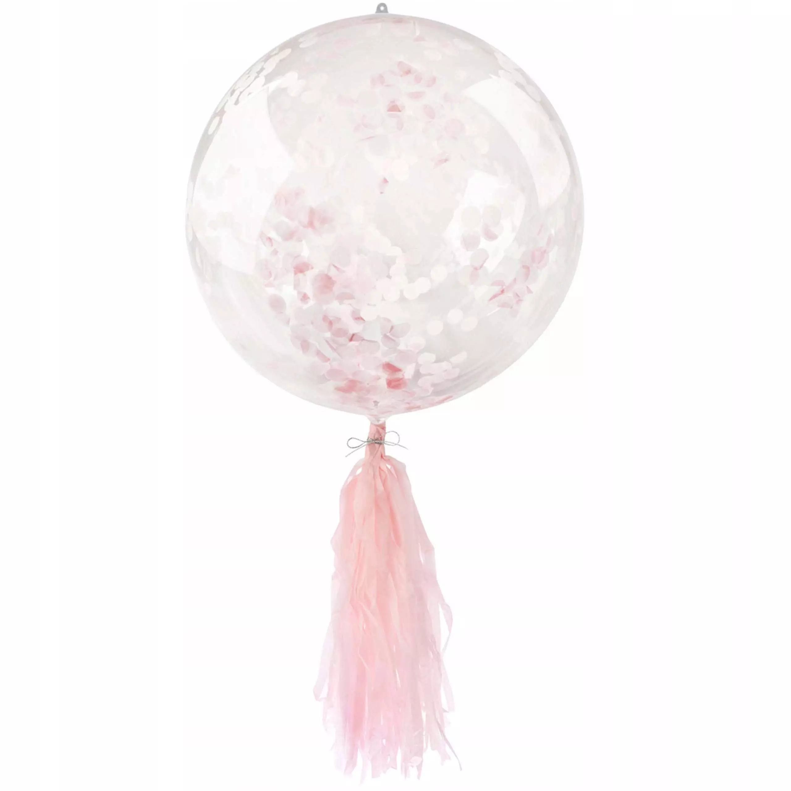 Balon PVC z konfetti i frędzlami różowy - Papiernicze i szkolne