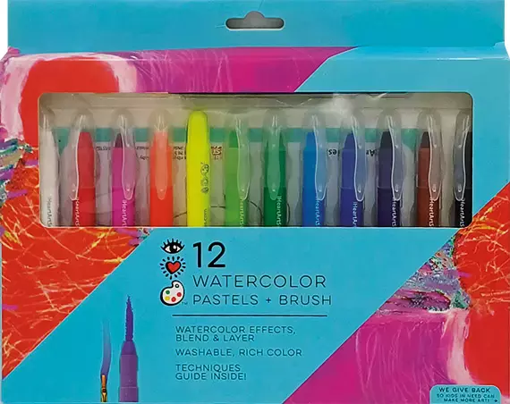 Pastele akwarelowe 12 kolorów + pędzelek - Papiernicze i szkolne
