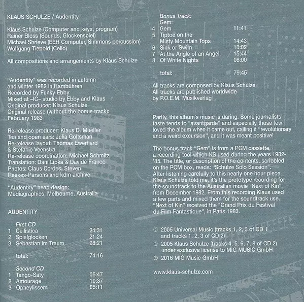 Audentity. Reedycja, 2 CD - Muzyka