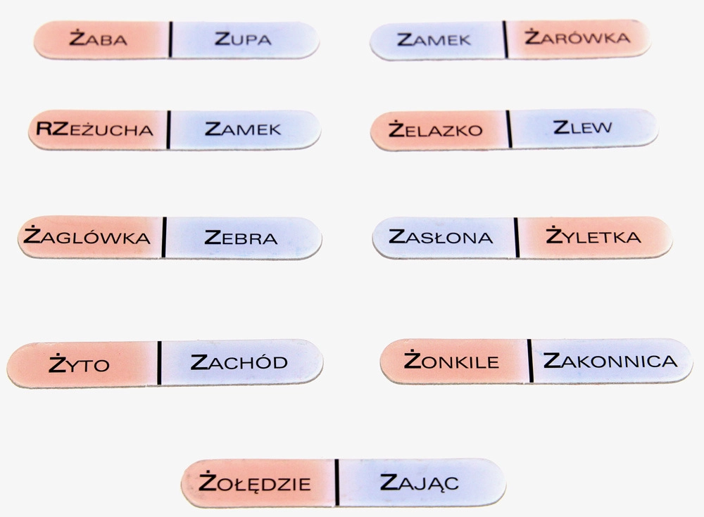 Domino logopedyczne. Opozycja Ż (RZ) - Z - Gry