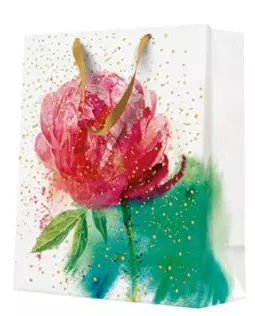 Torebka prezentowa Akwarelowa peonia, duża - Papiernicze i szkolne