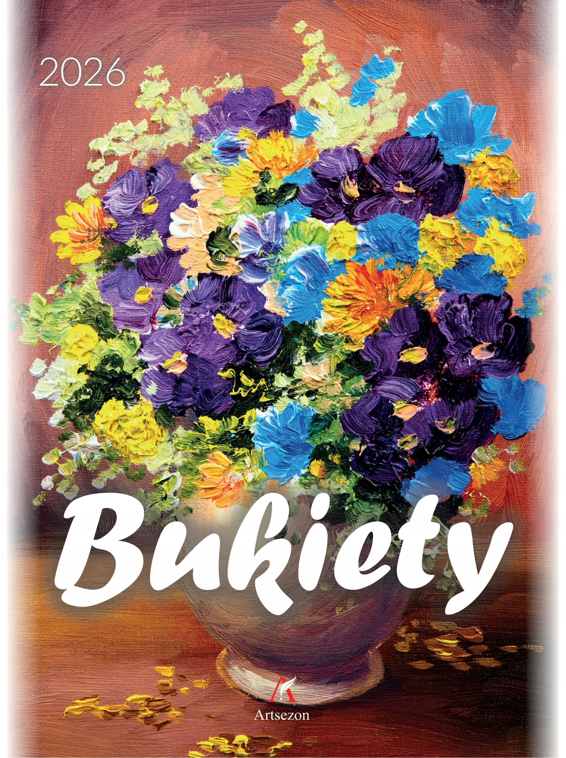 Kalendarz ścienny 2026 Bukiety Malowane 23x31cm kwiaty imieniny - Książki