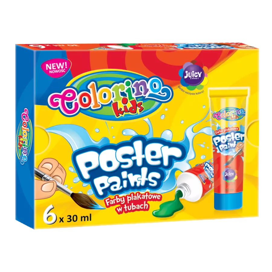 FARBY COLORINO KIDS PLAKATOWE  W TUBACH 30 ML 6 KOLORÓW - Papiernicze i szkolne