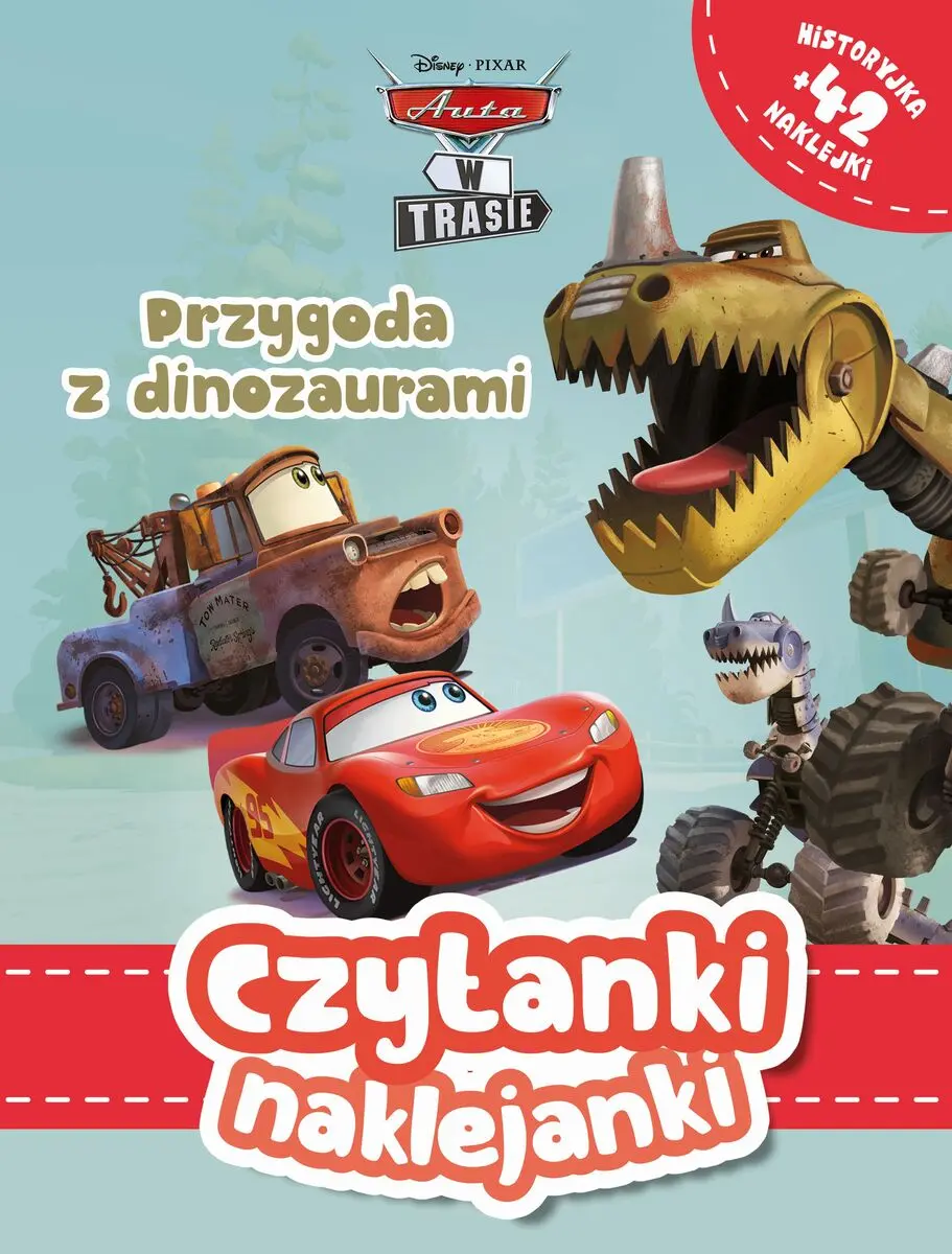 Czytanki naklejanki. Przygoda z dinozaurami. Disney Pixar Auta w trasie - Zabawki