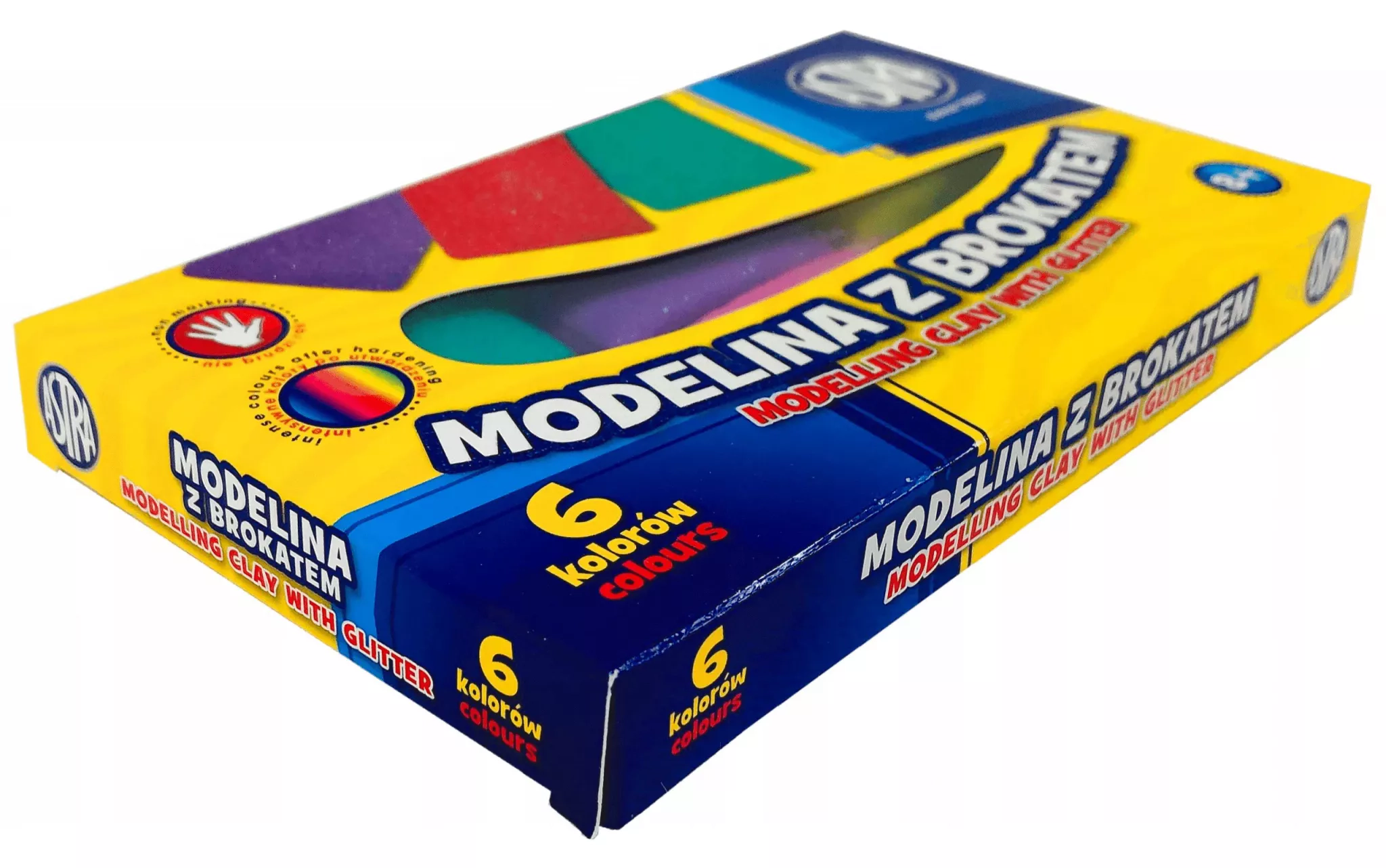 Modelina z brokatem, 6 kolorów - Papiernicze i szkolne