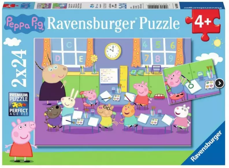 Puzzle 2x24 elementy. Świnka Peppa i cała klasa - Puzzle