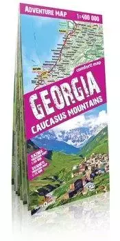 Gruzja. Kaukaz (Georgia. Caucasus Mountains); laminowana mapa samochodowo-turystyczna 1:400 000 - Książki