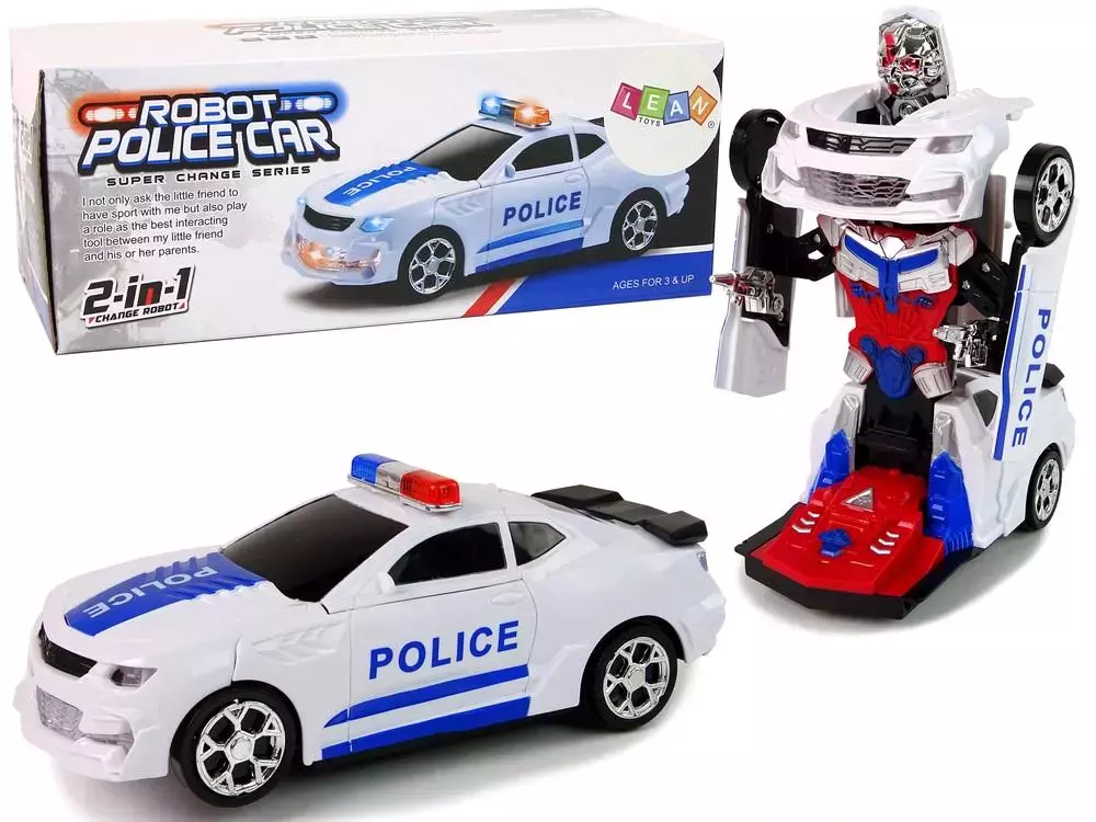 Samochód policyjny 2w1 transformers - Zabawki