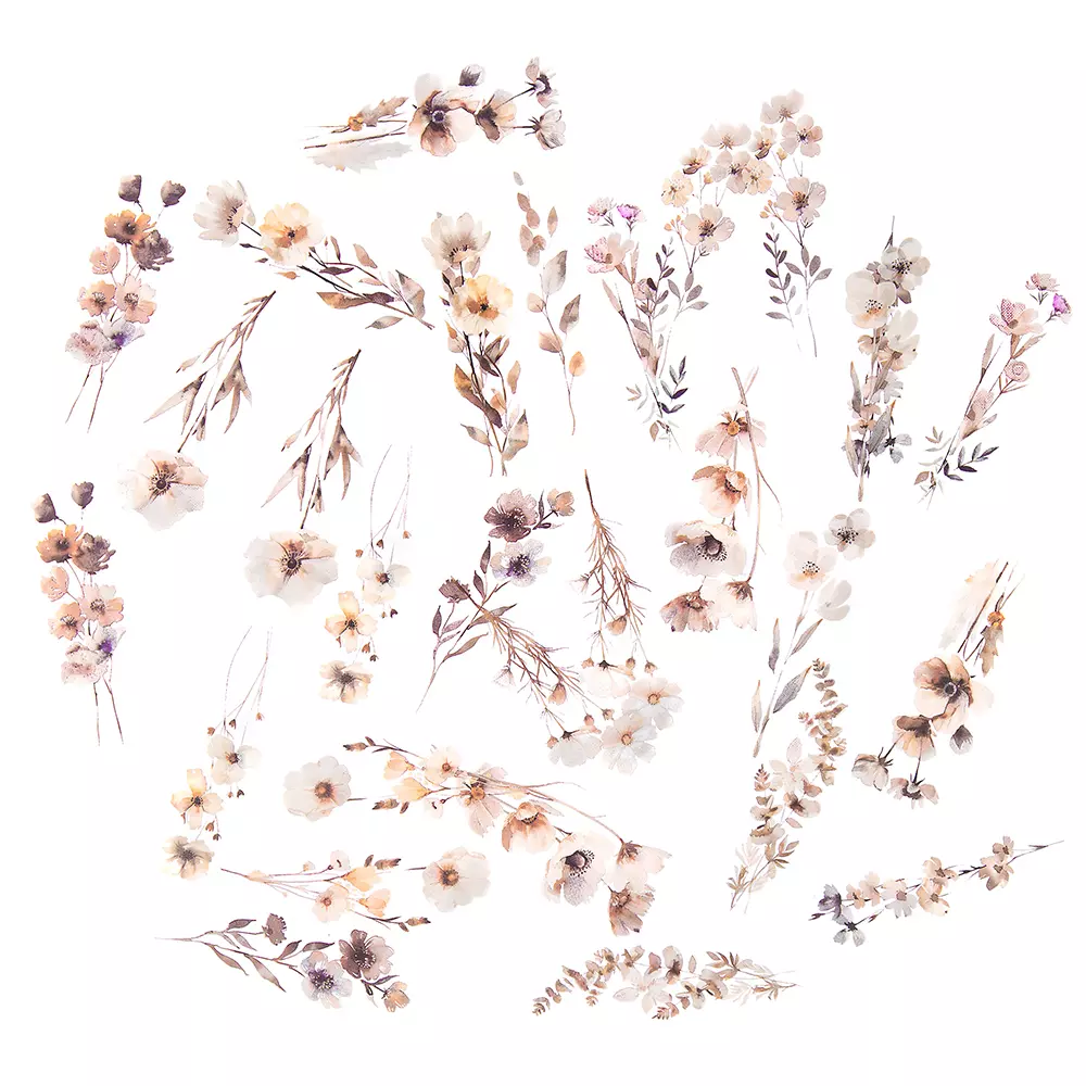 Naklejki Pet Kwiaty Beige Mist 30 szt. - Papiernicze i szkolne