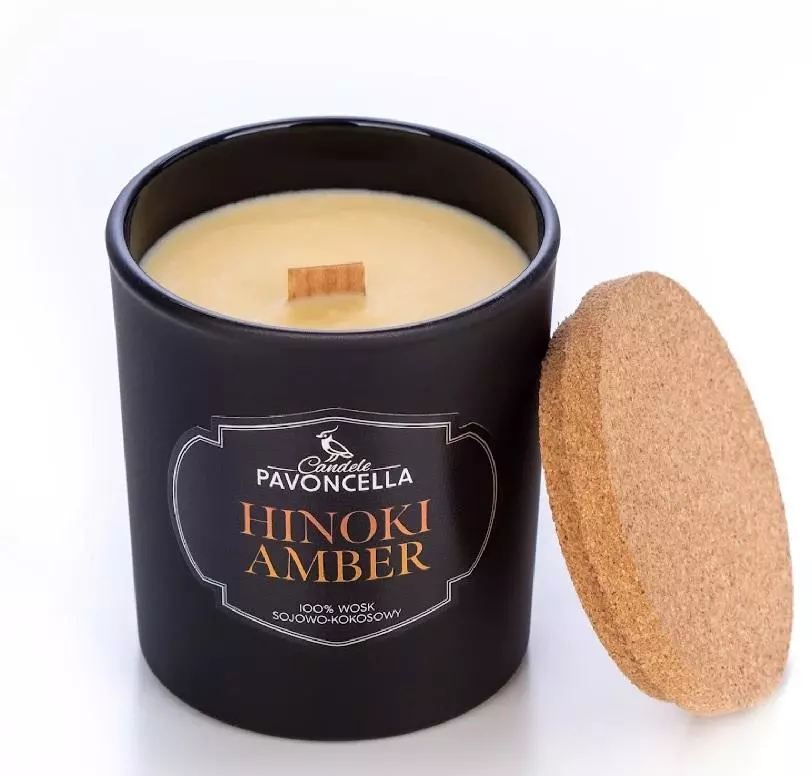 Świeczka sojowa Hinoki Amber czarna 135g - Papiernicze i szkolne