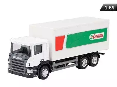Model 1:64, Scania P-Series, Ciężarówka Castrol, Biała - Zabawki