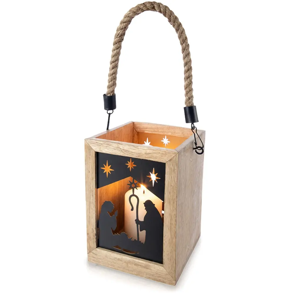 Lampion na świeczkę szopka MANGO 14x14x20 cm - Elektronika i akcesoria
