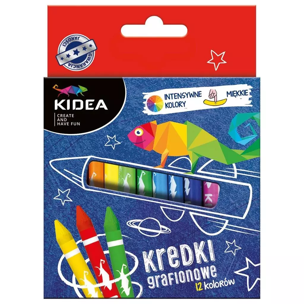 Kredki grafionowe 12 kolorów DERFORM - Papiernicze i szkolne
