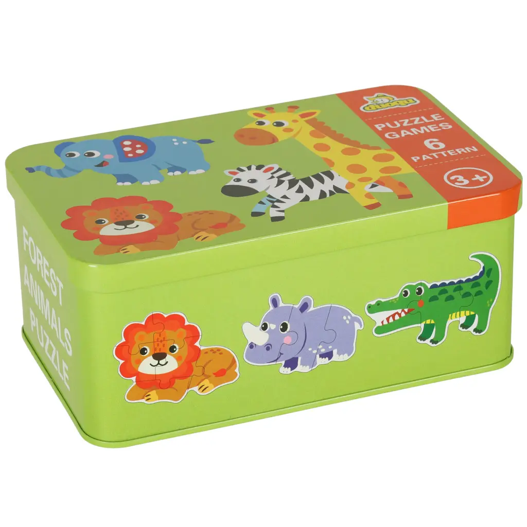 Puzzle dla dzieci układanka w puszce zwierzątka safari 25 puzzli 6 obrazków - Puzzle