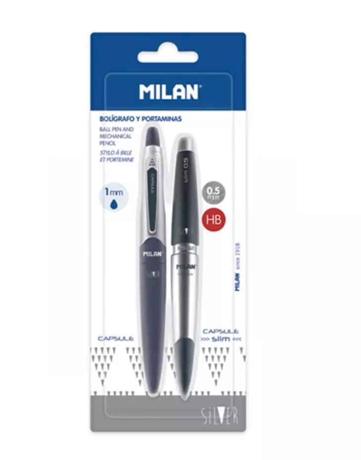 Długopis + ołówek mechaniczny Capsule Silver MILAN - Papiernicze i szkolne