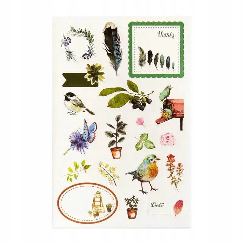 NAKLEJKI OGRÓD 4 ARKUSZE 76SZT SCRAPBOOKING DEKOR - Papiernicze i szkolne