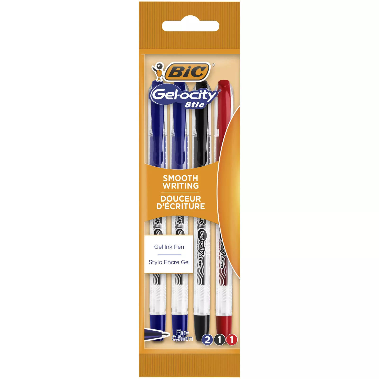 Długopis żelowy BIC Gel-ocity Stic 0.5mm AST pouch 4szt - Papiernicze i szkolne
