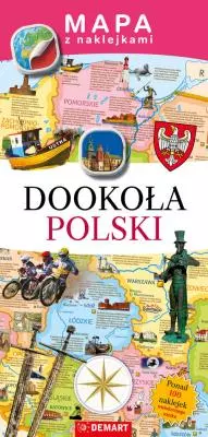 Mapa z naklejkami "Dookoła Polski" - Książki