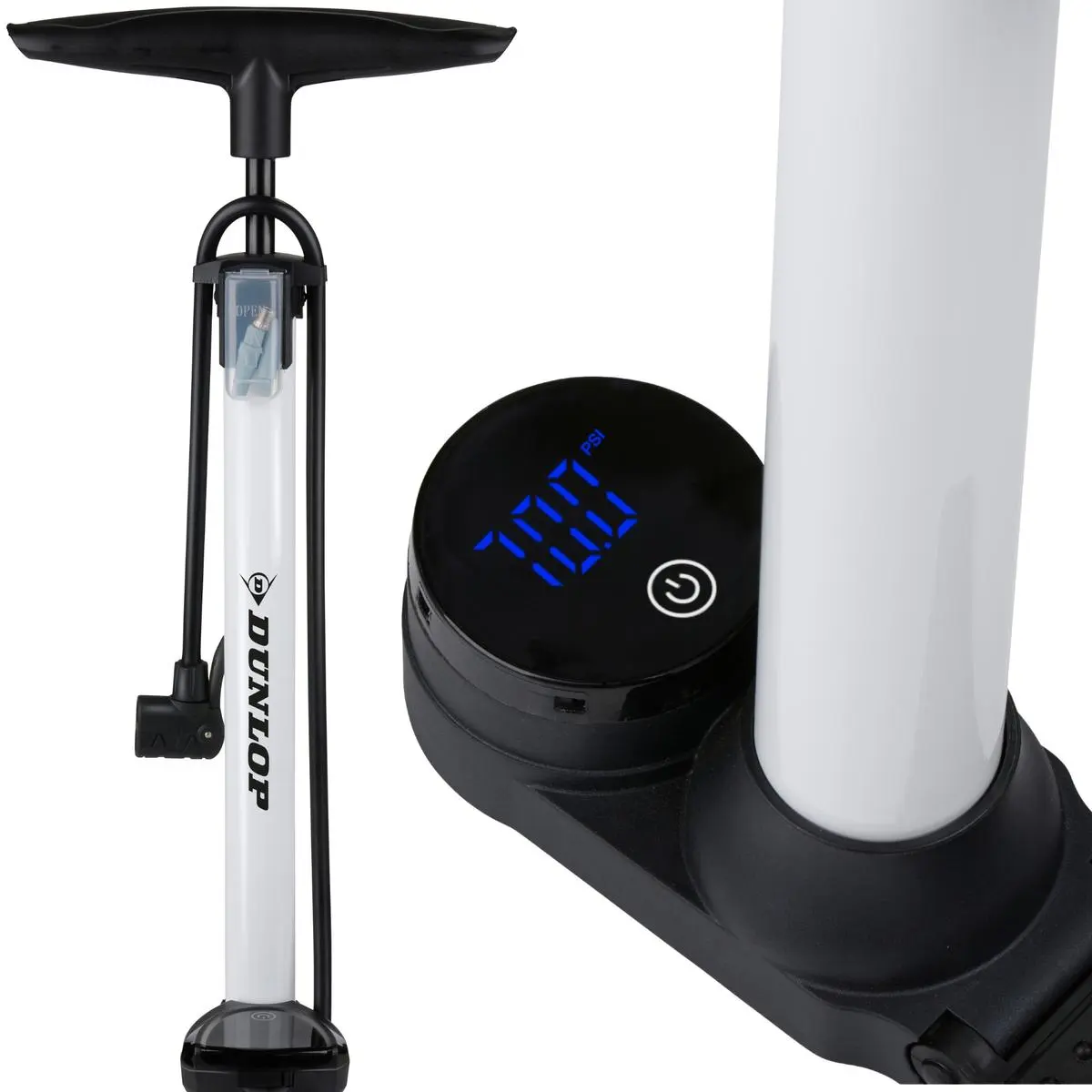 Pompka Warsztatowo - Rowerowa Dunlop 174Psi (12Bar) z Elektronicznym Manometrem Składana Podstawa - Elektronika i akcesoria
