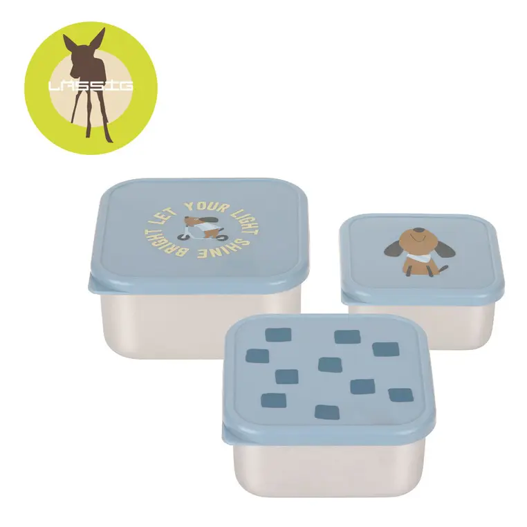 Lassig Pojemnik na przekąski snackbox ze stali nierdzewnej 3 szt. Pattern Party blue - Elektronika i akcesoria