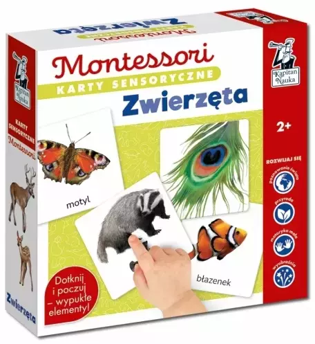 Kapitan Nauka. Montessori. Karty sensoryczne. Zwierzęta 2+ - Gry