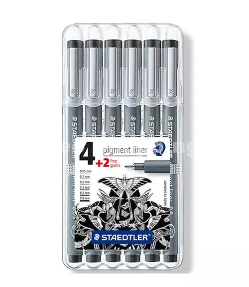 Pisak z atramentem pigmentowym Staedtler 6 sztuk, 6 grubości - Papiernicze i szkolne
