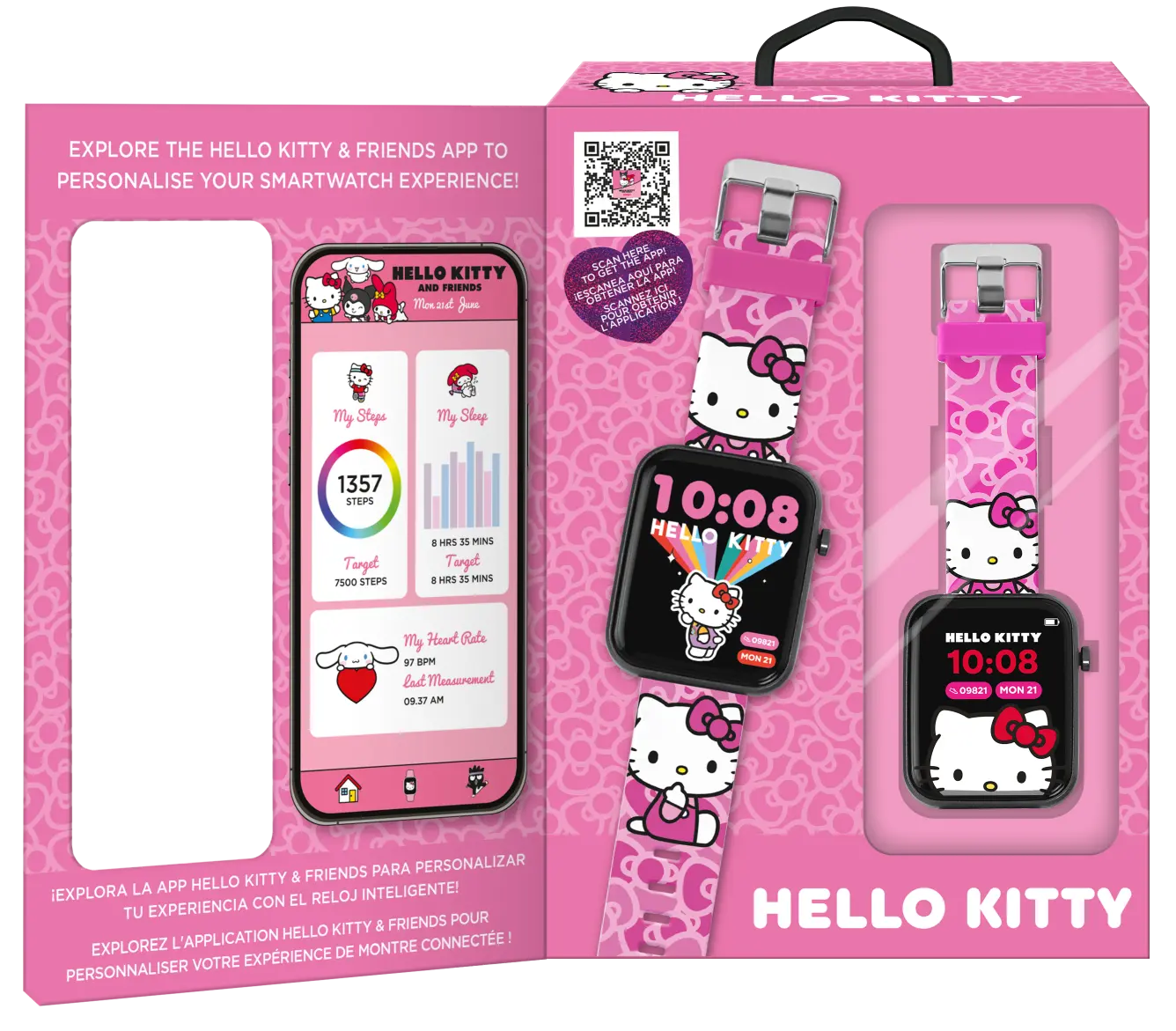 Smartwatch z Bluetooth Hello Kitty 12 funkcji i aplikacja Hello Kitty HK50264 - Zabawki