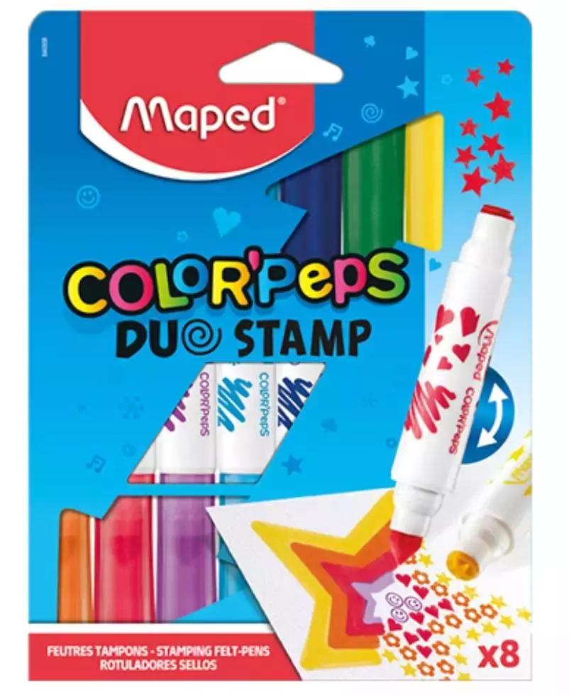Flamastry dwustronne z pieczątkami 8 kol MAPED - Papiernicze i szkolne