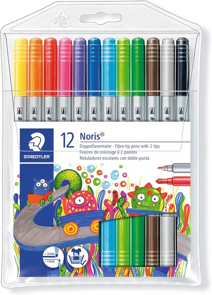 Flamastry dwustronne Noris Club 12 kolorów Staedtler - Papiernicze i szkolne