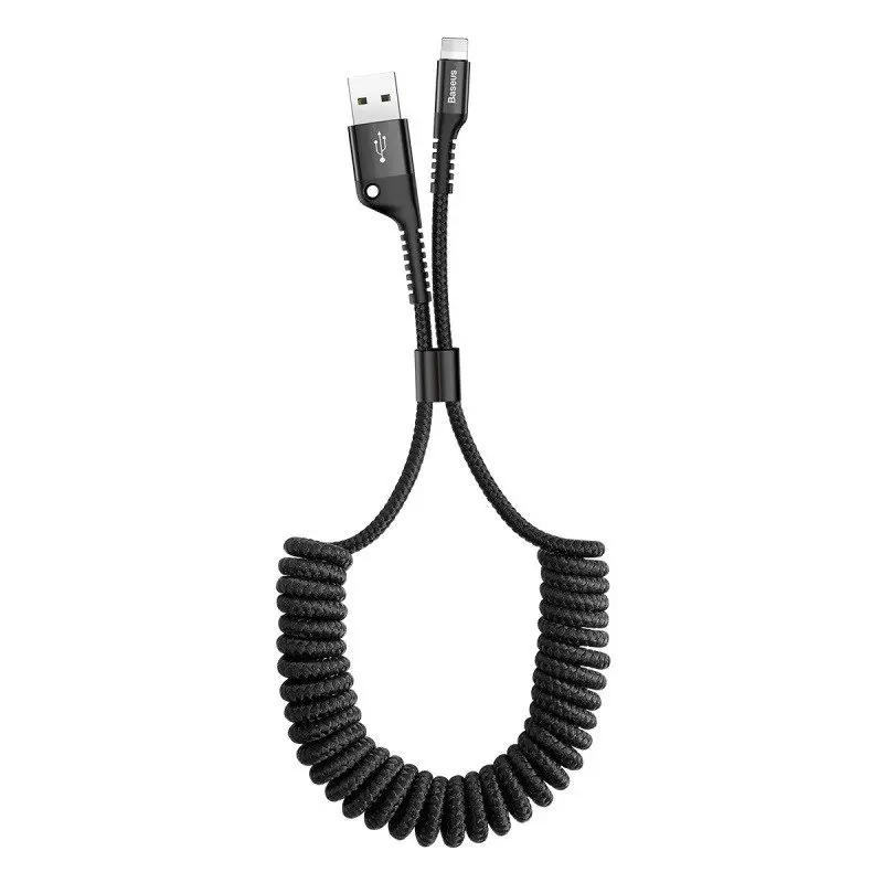 Kabel BASEUS Spring USB-A-Lightning 1m sprężynowy (czarny) - Elektronika i akcesoria