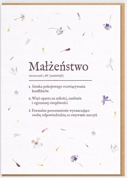 Kartka okolicznościowa Definicja Małżeństwa kartka ślubna - Papiernicze i szkolne