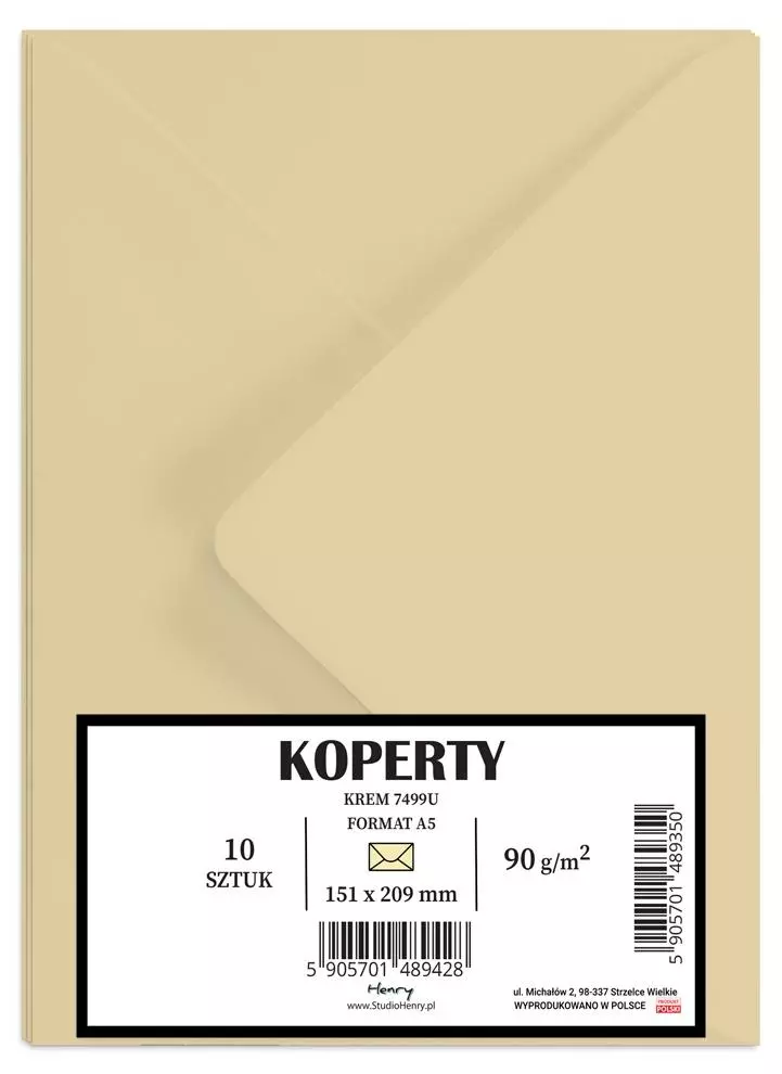 Koperty A5, kremowe (10 sztuk) - Papiernicze i szkolne