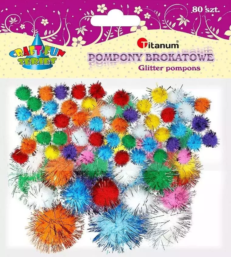 Pompony brokatowe 80szt. - Zabawki