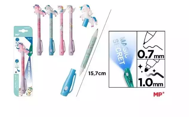 Długopis szpiegowski UV 0.7/1.0mm Jednorożce MIX - Papiernicze i szkolne