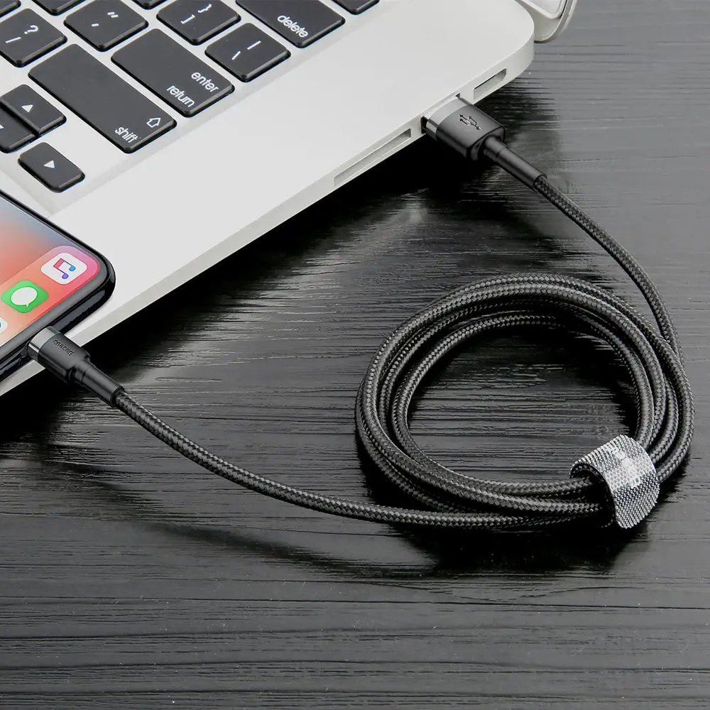 Kabel Baseus Cafule USB-A / Lightning 2A QC 3.0 3 m - czarno-szary - Elektronika i akcesoria