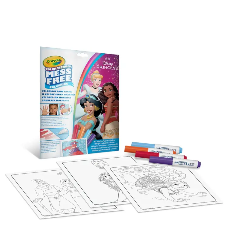 Crayola Kolorowanka dla dzieci i 4 niebrudzące magiczne flamastry Color Wonder Mess Free Księżniczki Disneya 3+ - Książki