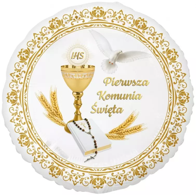 Balon foliowy, Pierwsza Komunia Święta (36 cm) - Papiernicze i szkolne