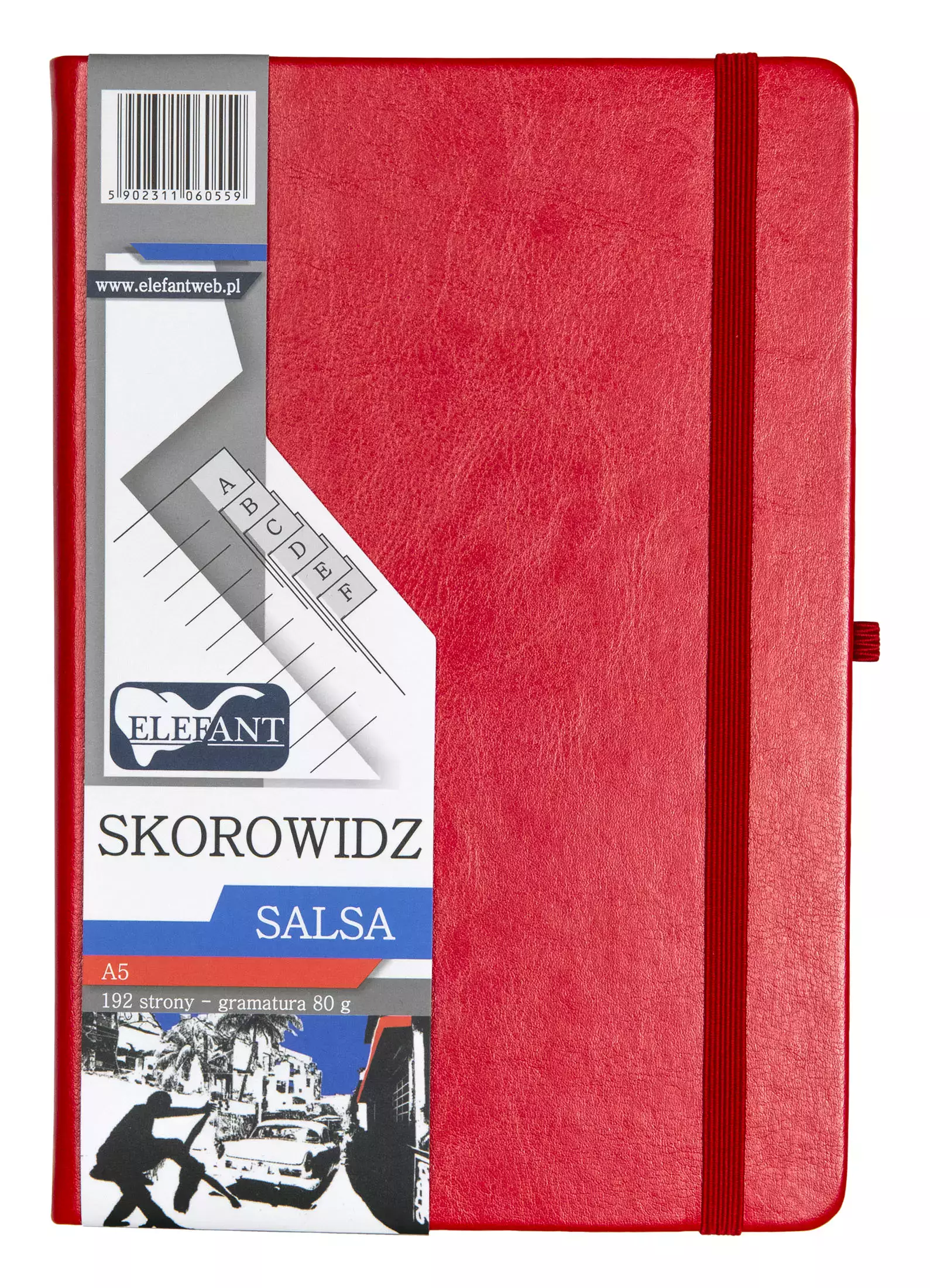 Skorowidz Salsa A5 192 strony w linie, czerwony - Papiernicze i szkolne