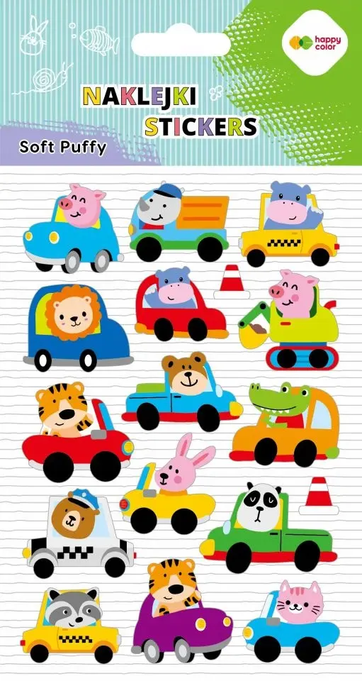 Naklejki dekoracyjne Soft Puffy 3D Animals Cars Happy Color - Papiernicze i szkolne