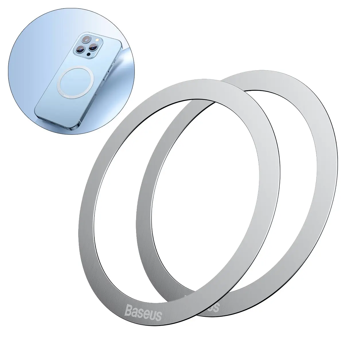Baseus Halo Series magnetyczny pierścień (2 szt./opakowanie) srebrny (PCCH000012) - Elektronika i akcesoria