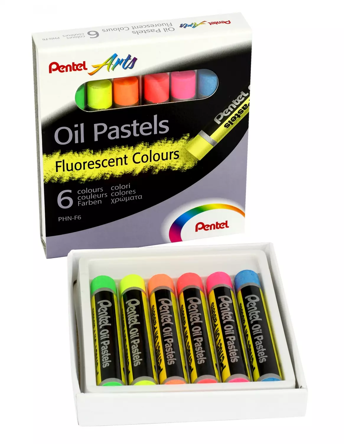Pastele Olejne 6 kolorów Fluo Pentel Wb - Papiernicze i szkolne