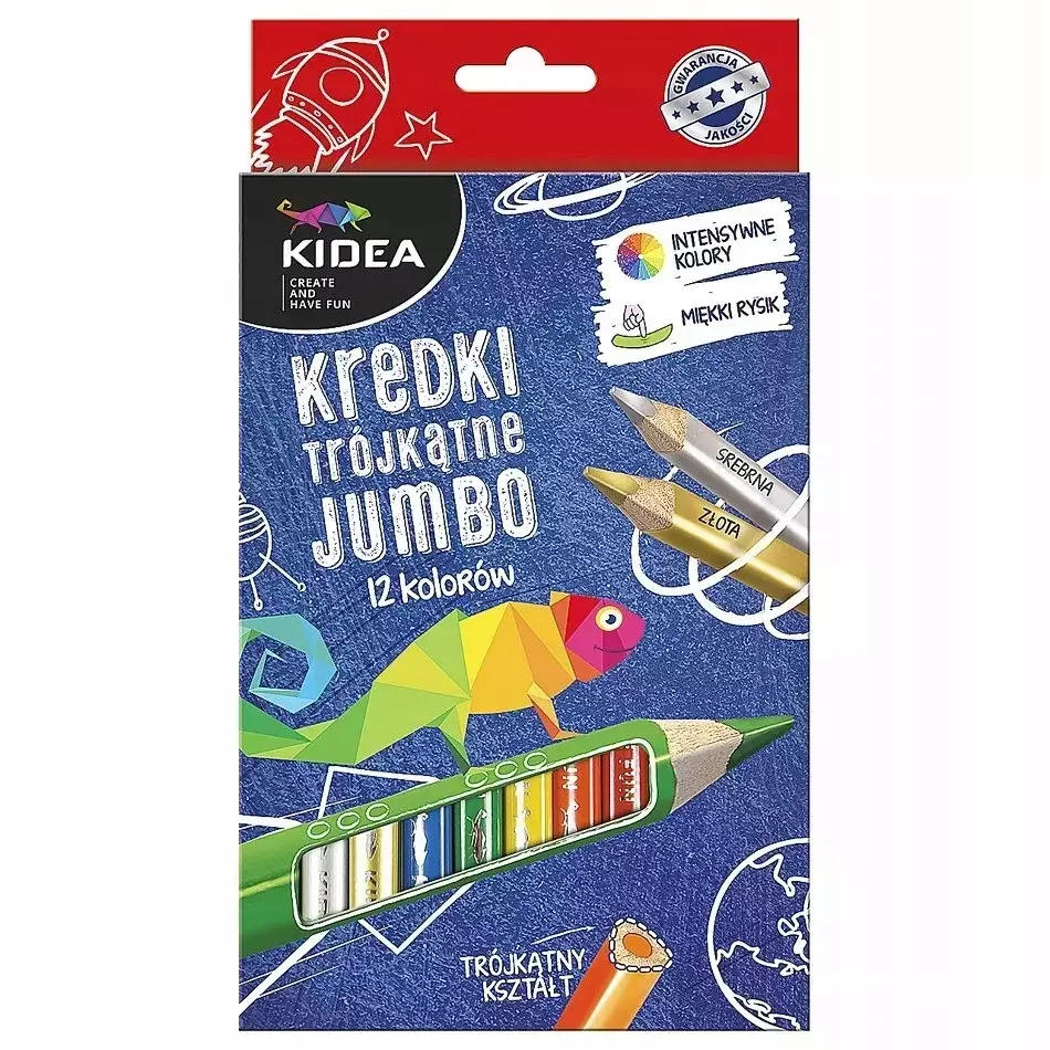 Kredki trójkątne grube 12 kolorów - Papiernicze i szkolne