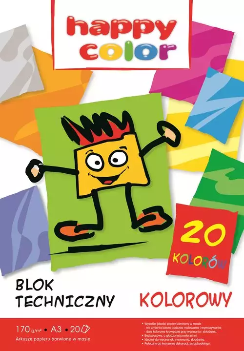 Blok techniczny A3 20 arkuszy kolorowy 170g - Papiernicze i szkolne