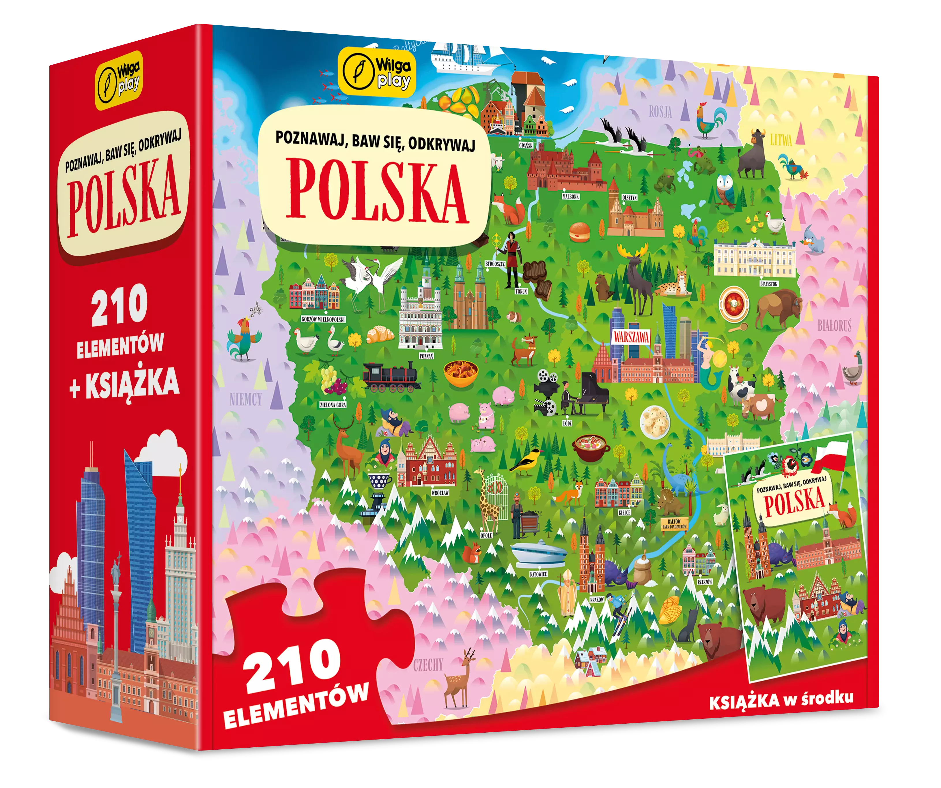 Poznawaj, baw się, odkrywaj. Polska. Puzzle 210 elem. + książka - Książki