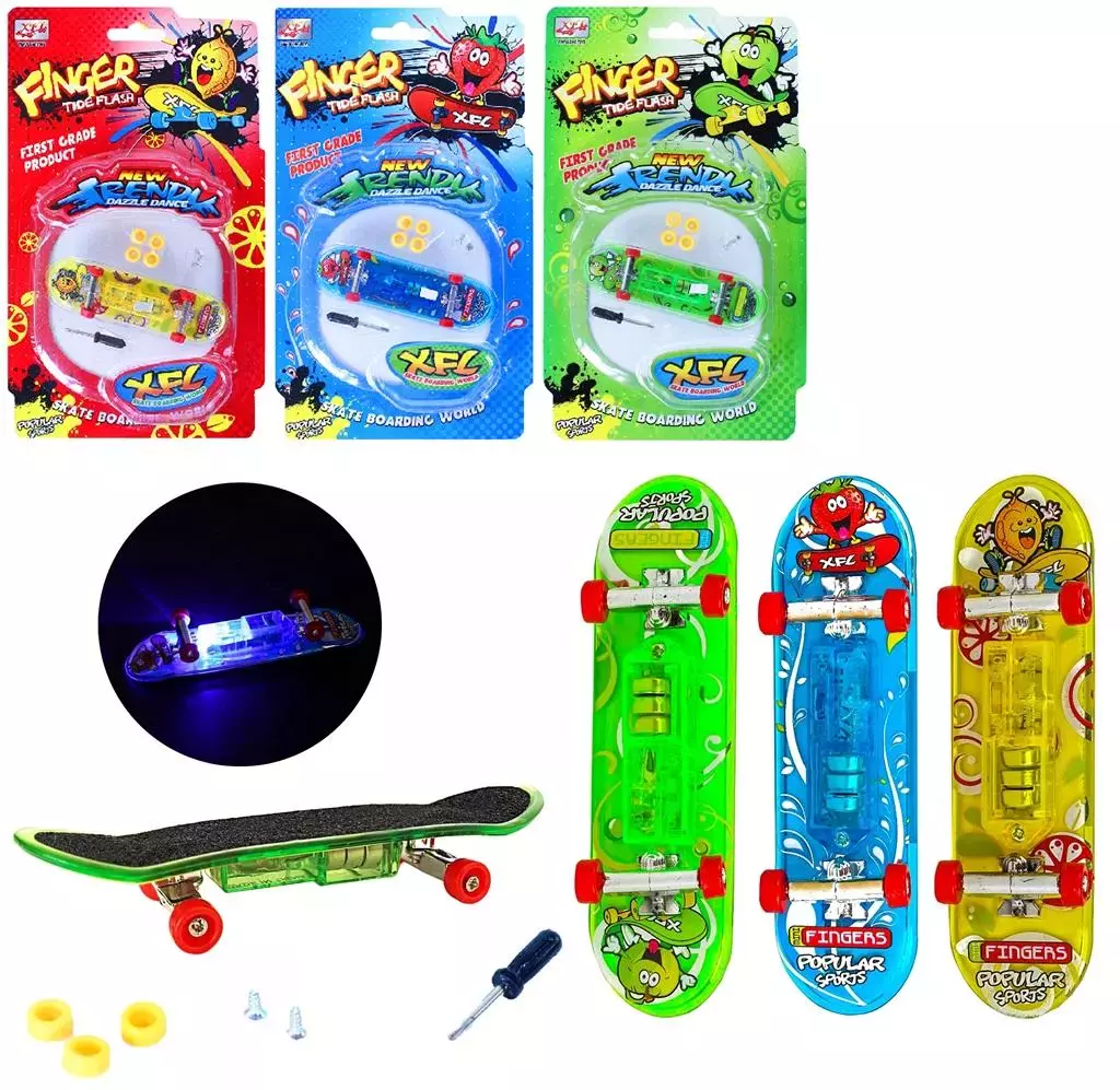 Mini deskorolka ze światłem 3 kolory MIX - Zabawki