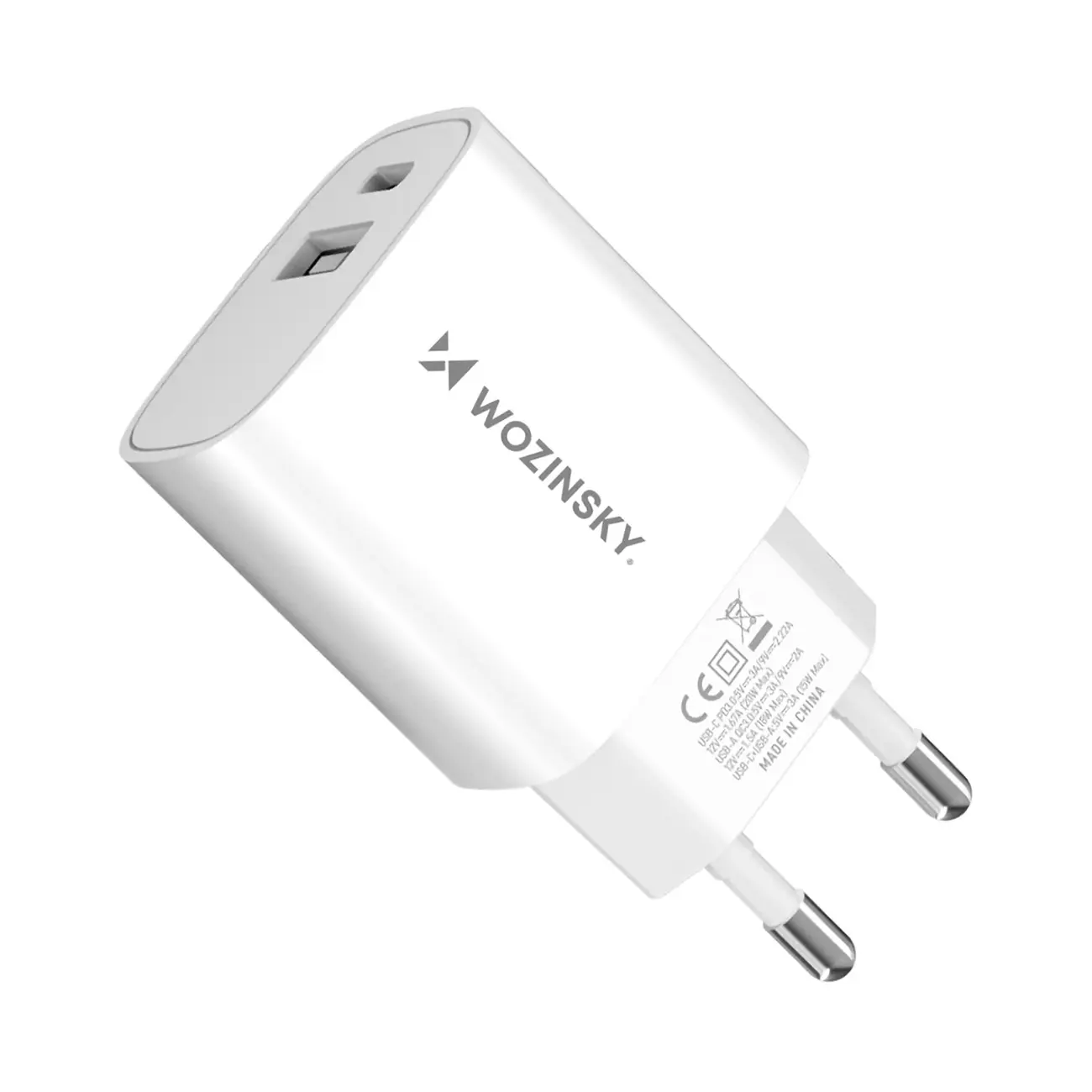 Ładowarka sieciowa Wozinsky WGWCW USB-A USB-C 20W - biała - Elektronika